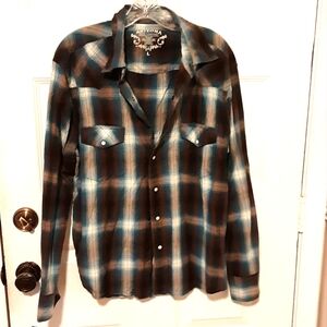 Vintage Arizona Jean Company Men's Snap Down Long Sleeve Shirt Size L
